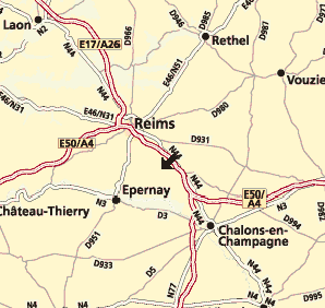 Par l'autoroute A4 prendre la sortie Reims - Cormontreuil